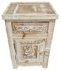 Vintage Looking Hand Carved Wooden Nightstand - CW-NS011