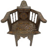 Authentic Moroccan Hand-Carved Chair with Stunning Inlay - MOP-CH031