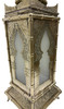 Tall Brass Floor Lantern with Teal Ceramic Decor - LIG557