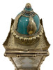 Tall Brass Floor Lantern with Teal Ceramic Decor - LIG557