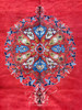 144" W x 153" H - Deep Red Rug with Geometric and Floral Designs - R0503