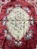 106" W x 141" H - Deep Red Background Rug Bordered by Cream Color Tones - R0505