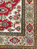 77" W x 116" H - Deep Red Background Rug Bordered by Cream Color Designs - R0506