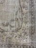85" W x 125" H - Faded Vintage Gray Rug with Geometric Designs - R0512