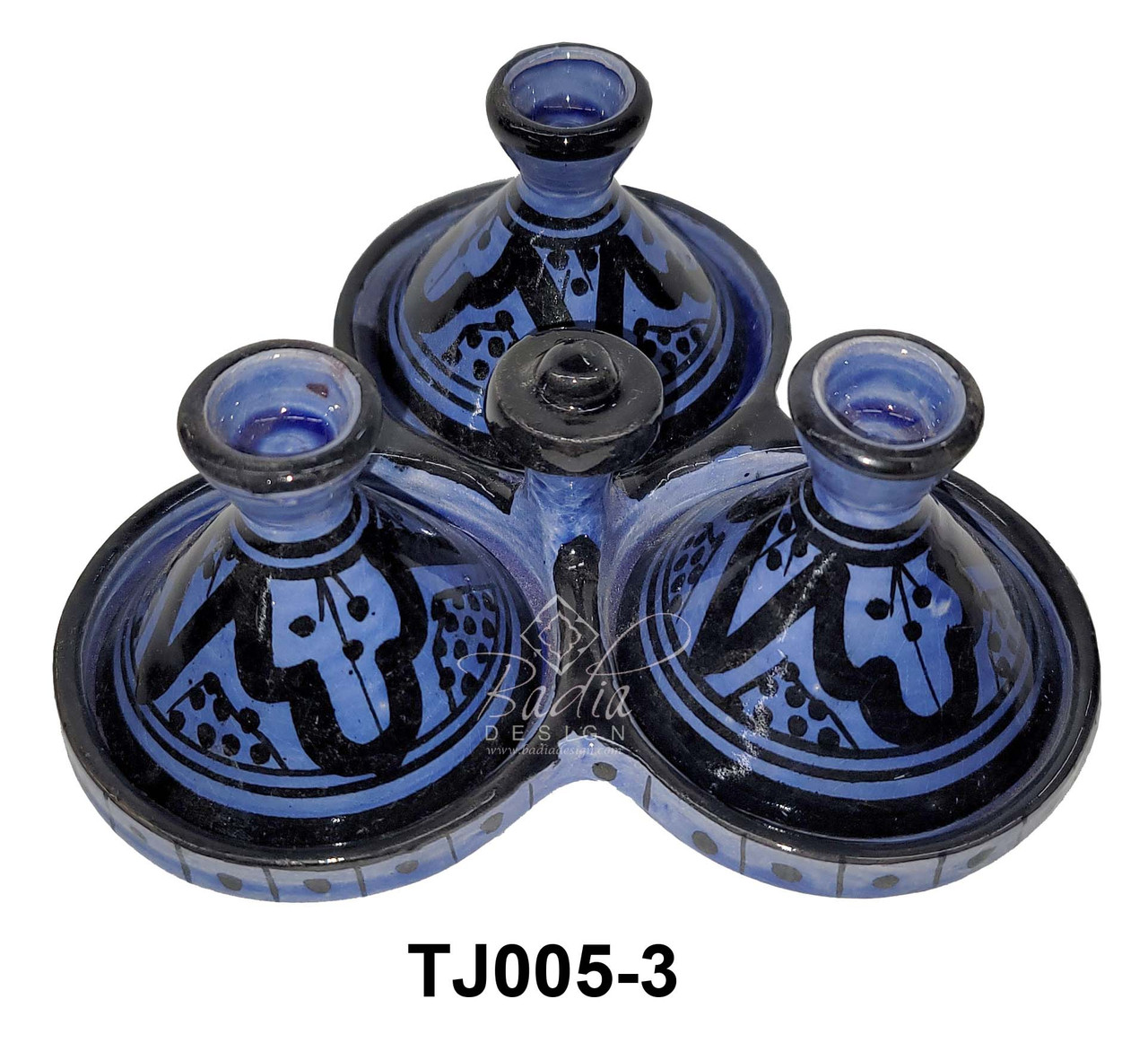 Hand Painted Miniature Tajine Styled Salt-Pepper-Cumin Set - TJ005