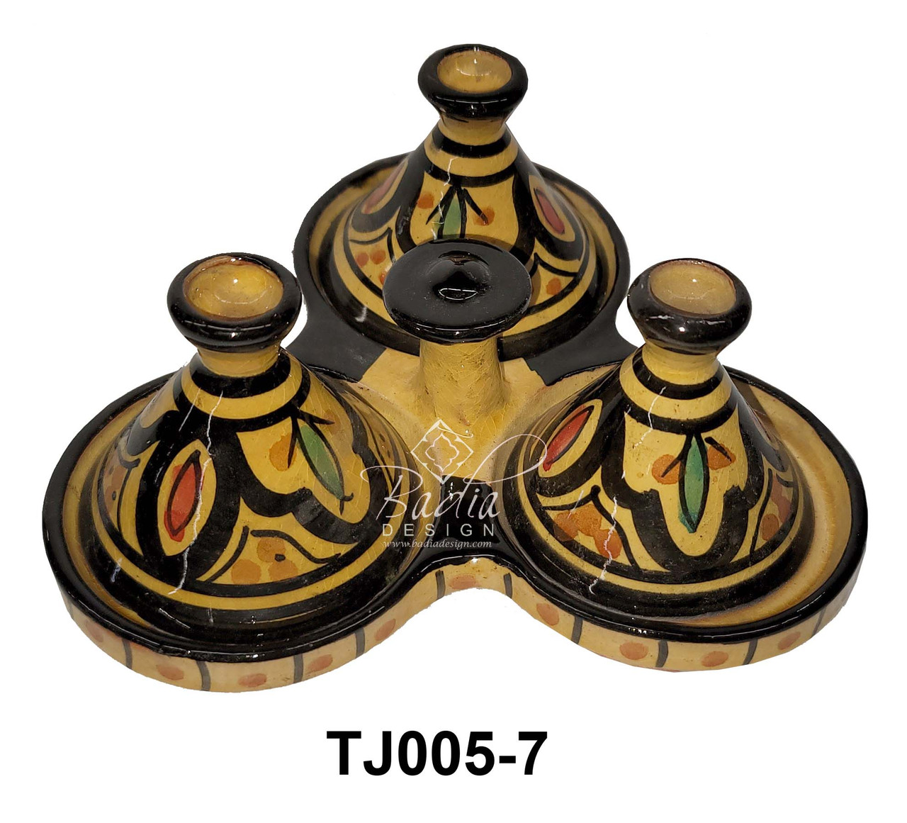 Hand Painted Miniature Tajine Styled Salt-Pepper-Cumin Set - TJ005