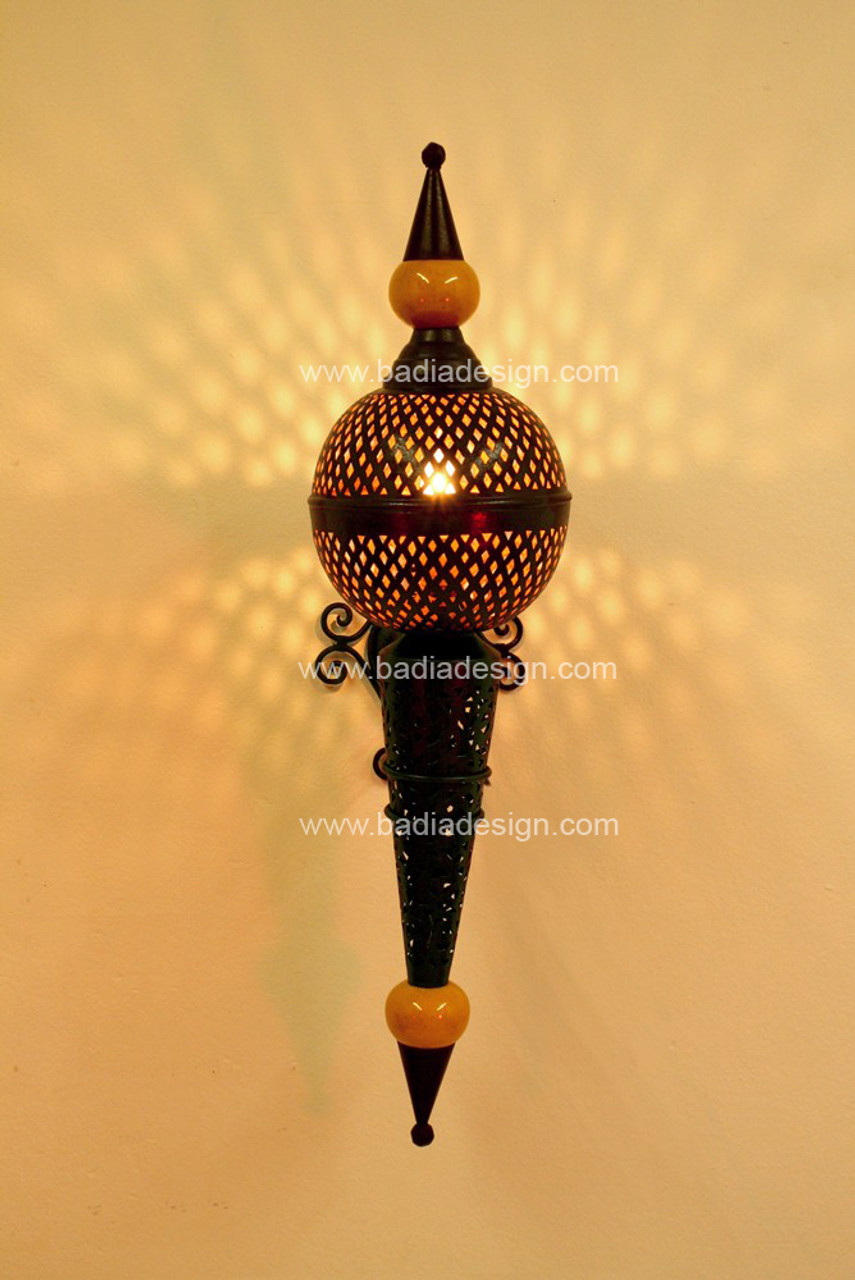 Moroccan Wall Sconce with Metal and Ceramic Ball - WL001L