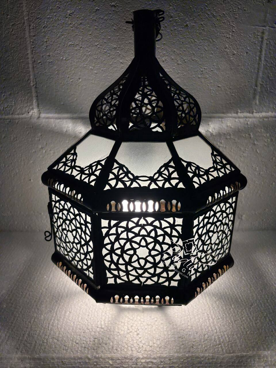 Hanging White Glass Lantern - LG082
