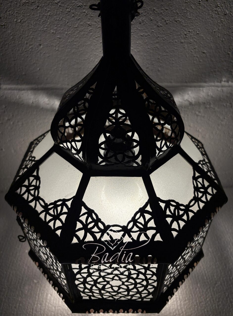 Hanging White Glass Lantern - LG082