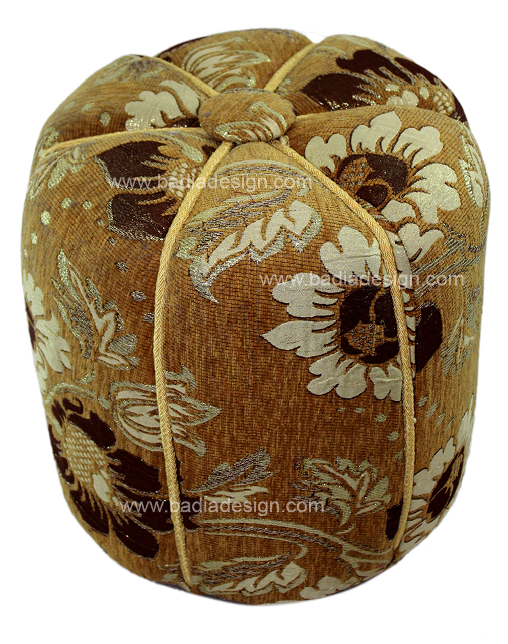 Brown and Beige Fabric Pouf - FP026