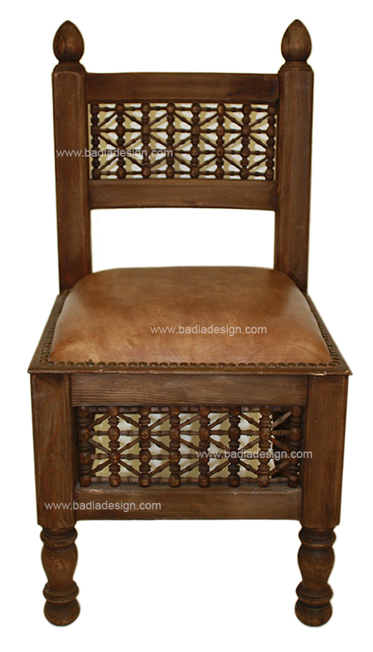 Leather Chair with Moucharabieh Design - CW-CH003