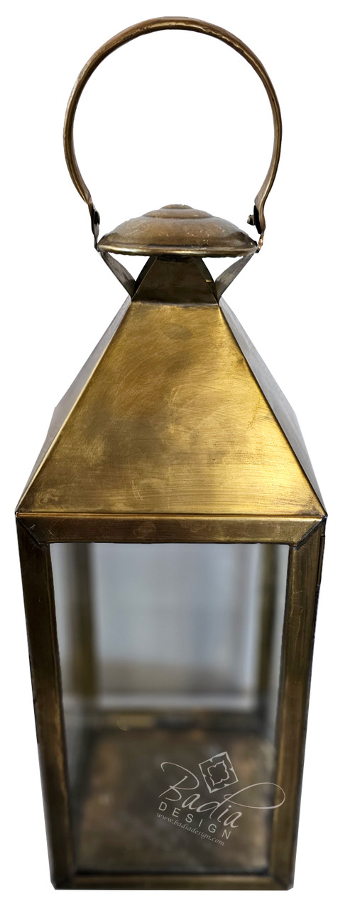 Floor Brass Lantern with Clear Glass - LL076