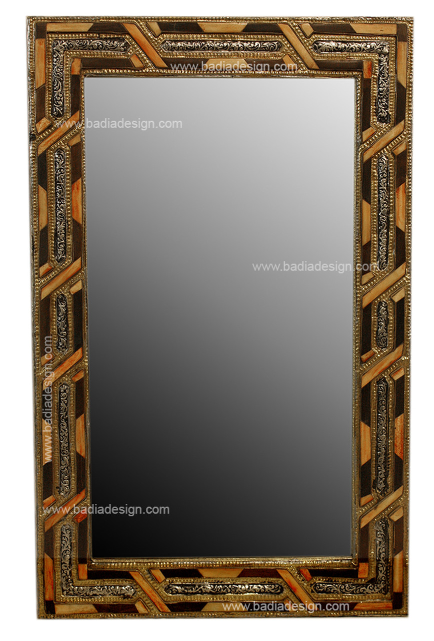 Metal and Bone Rectangular Shaped Mirror - M-MB036