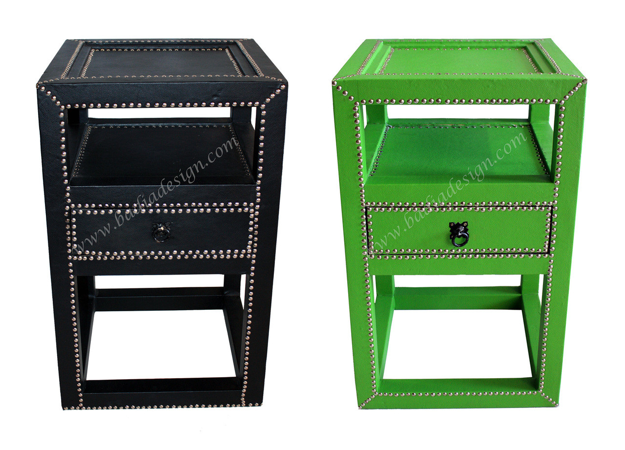 Square Top Metal and Leather Side Table - ML-ST002