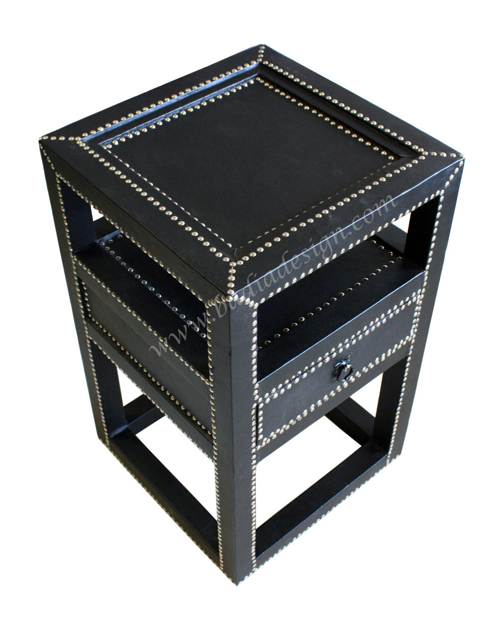 Square Top Metal and Leather Side Table - ML-ST002