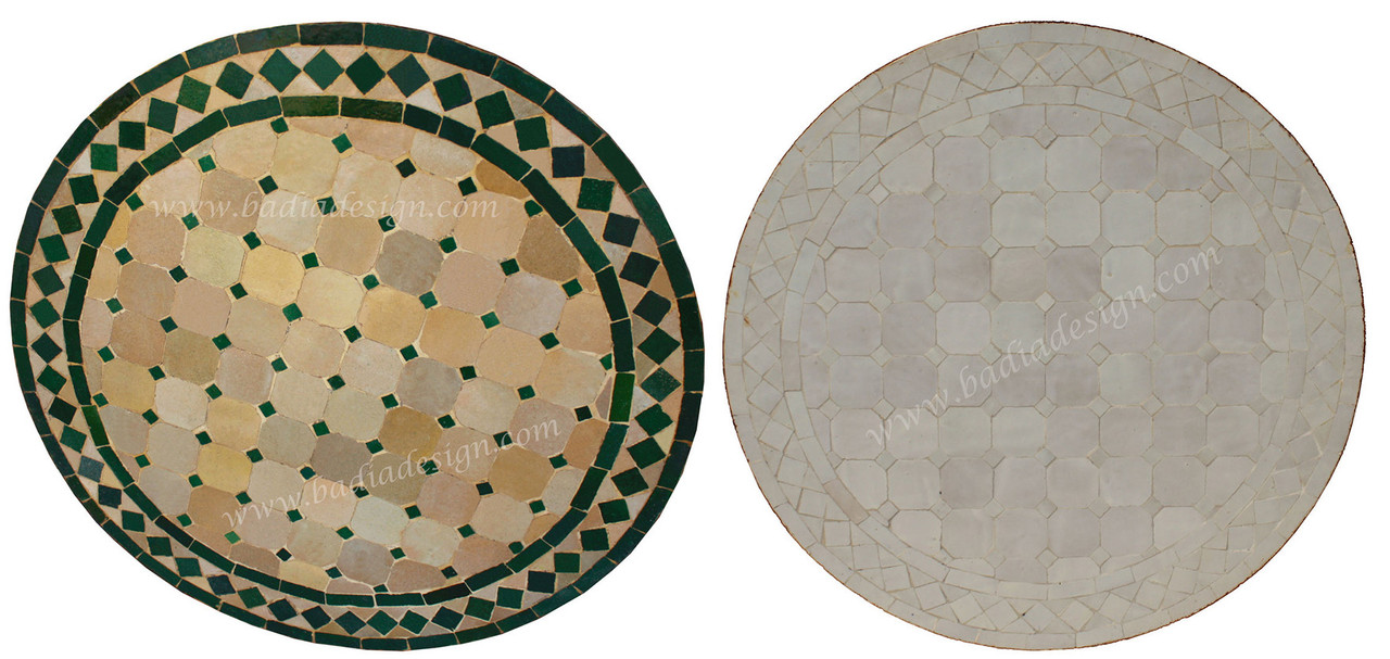 24 Inch Round Moroccan Tile Table - MTR222