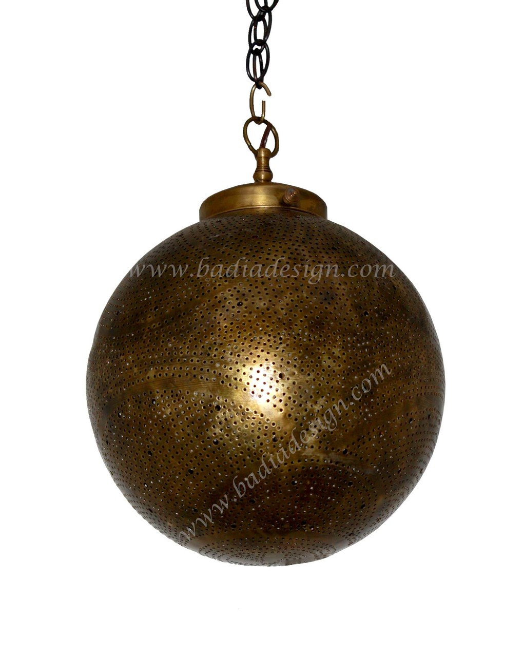 Hand Punched Hanging Brass Lantern - LIG141