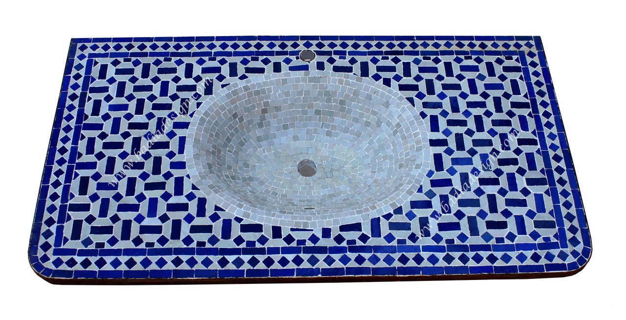 Moroccan Mosaic Blue Sink Top - MS019