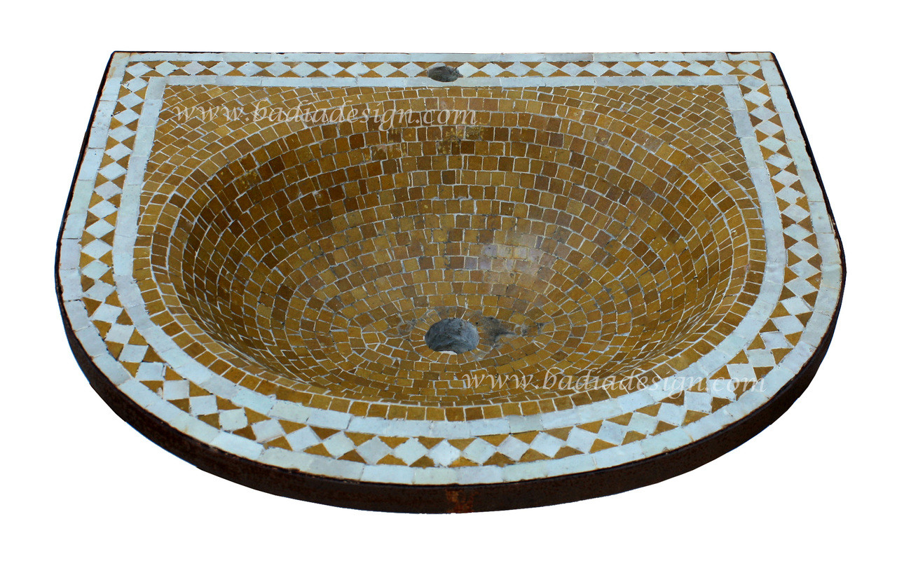 Yellow Moroccan Mosaic Tile Sink - MS030