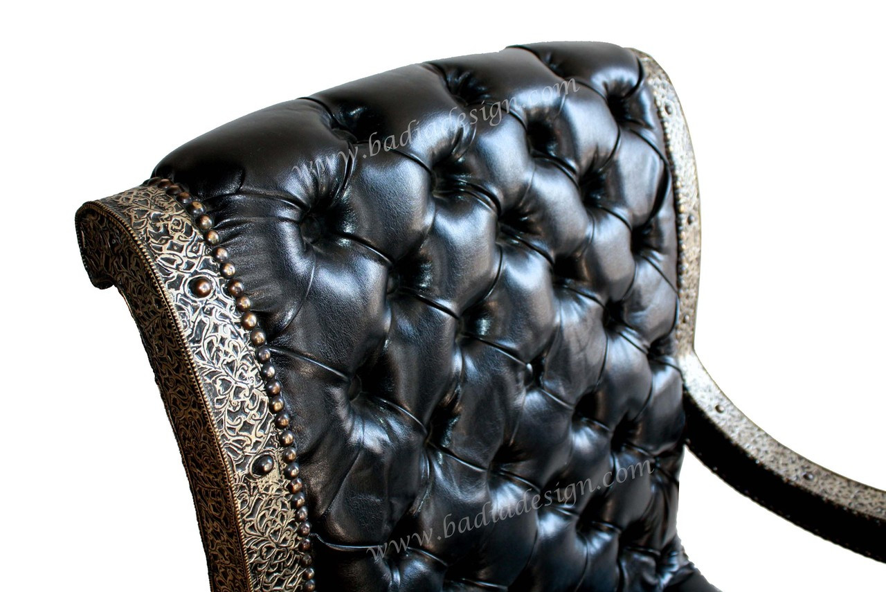 Moroccan Black Leather Chair - ML-CH011