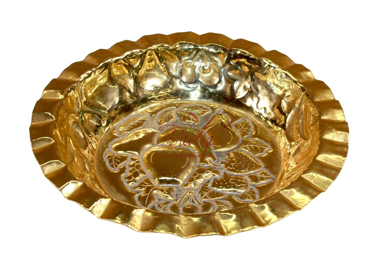 Round Engraved Gold Colored Bowl - HD142
