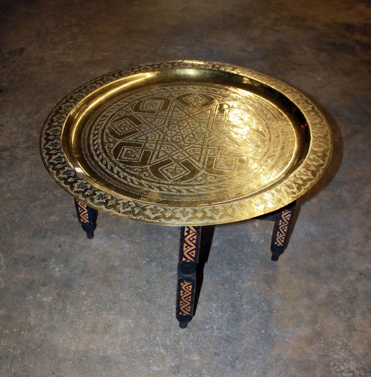 Dark Sained Brass Tray Table Base from Badia Design Inc.