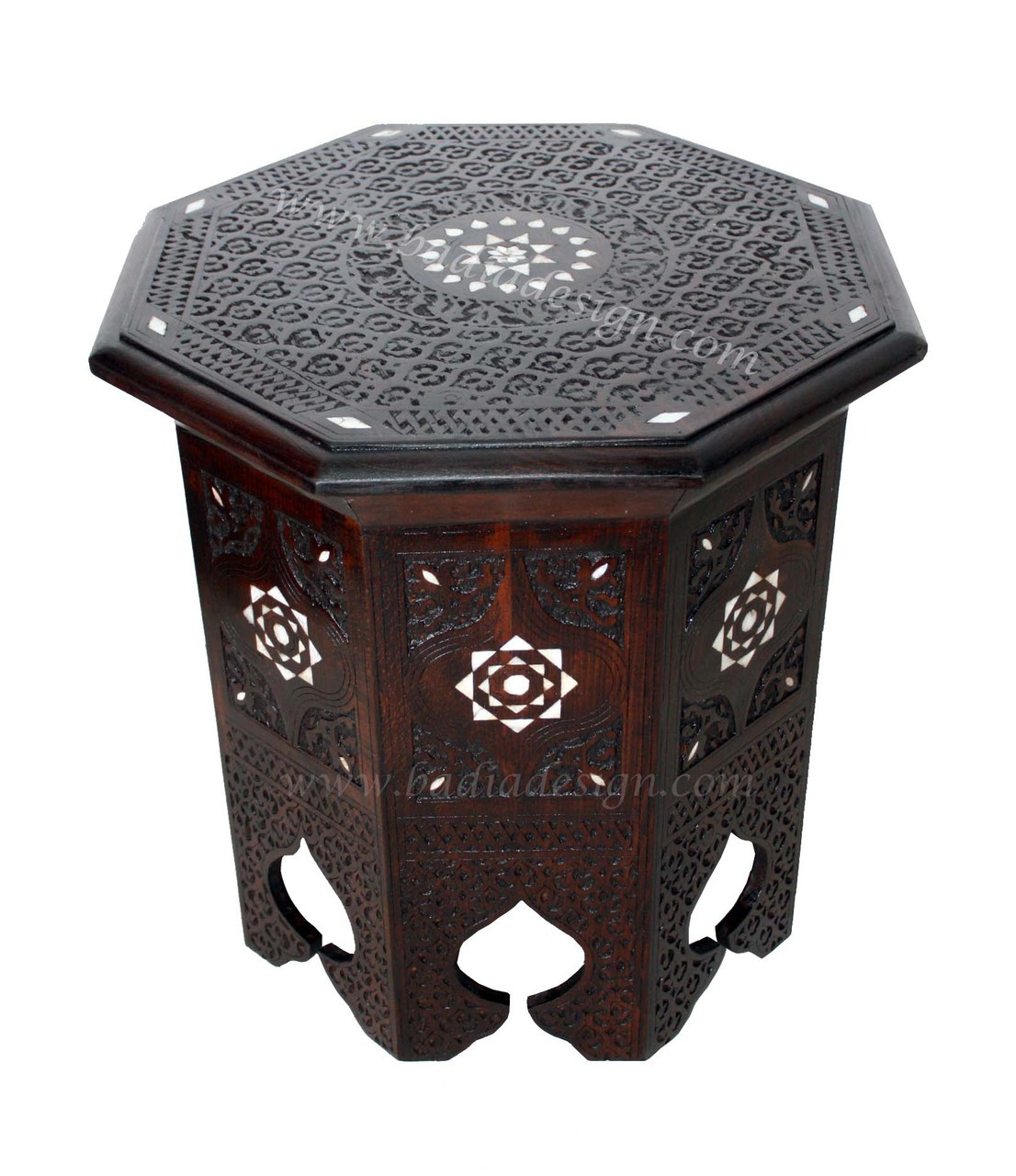 Mother of Pearl Inlaid Wooden Side Table - MOP-ST031