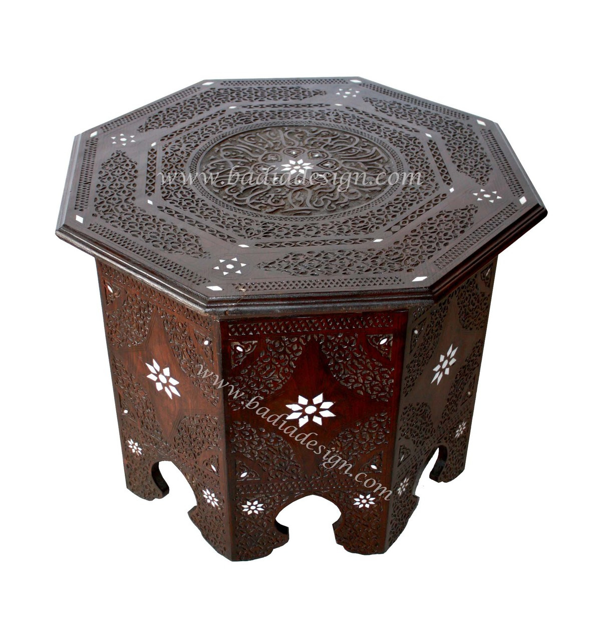 Mother of Pearl Inlay Wooden Side Table - MOP-ST037