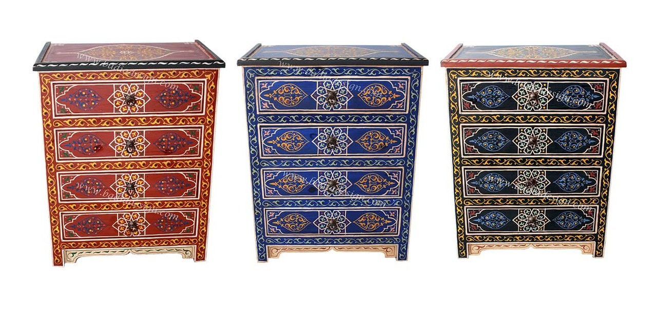 Hand Painted Nightstand from Morocco - HP-CA020
