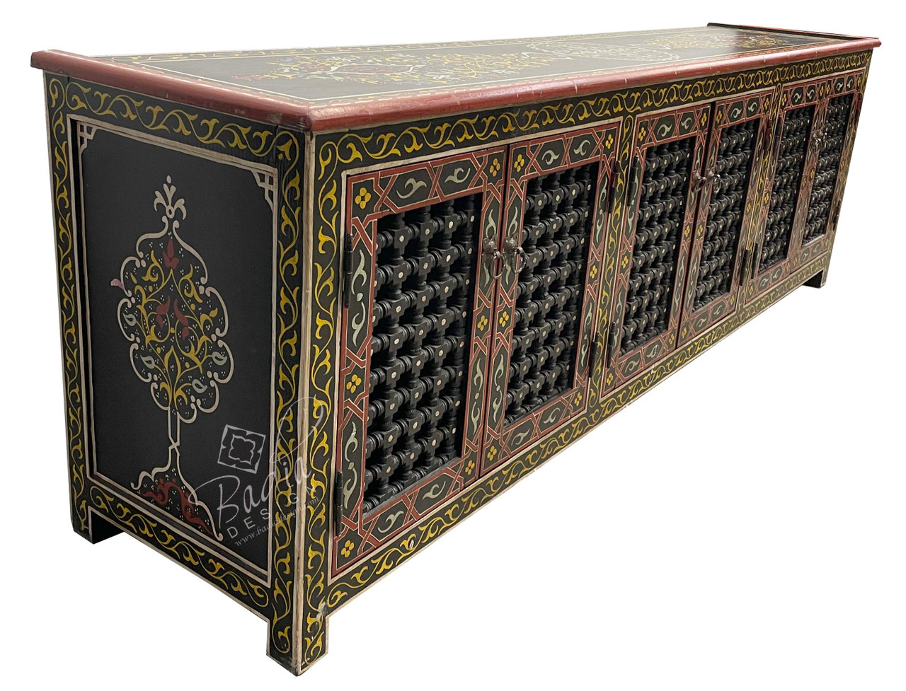 Long Hand Painted Cabinet from Morocco - HP-CA021