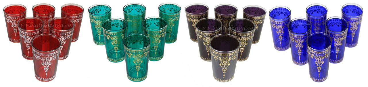 Moroccan Tea Glasses with Gold Motif Design - TG041