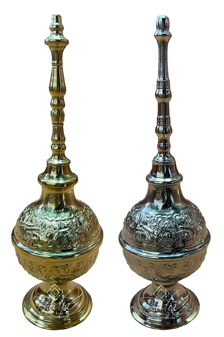 Tall Brass and Silver Perfume Containers - HD015