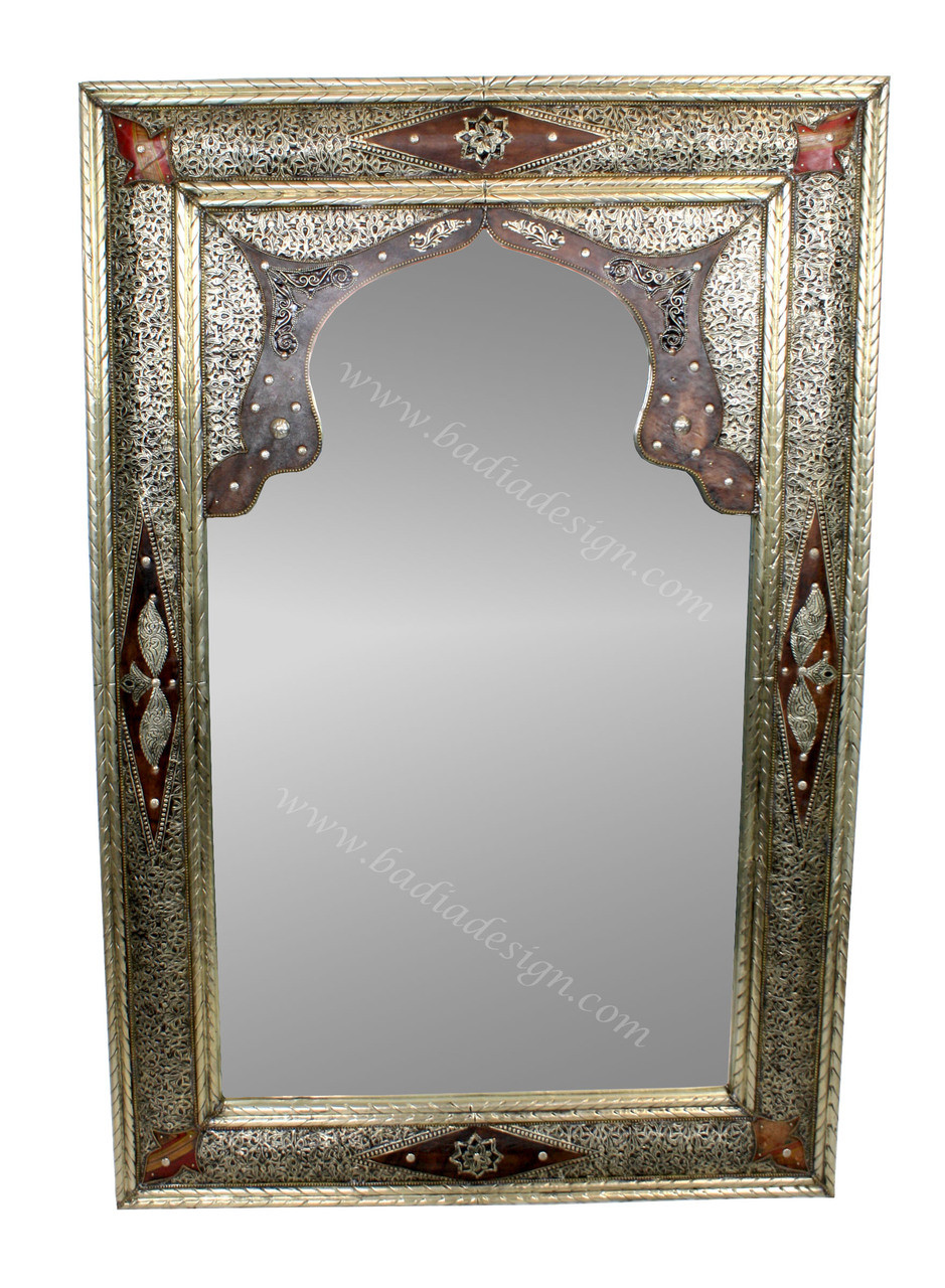 Decorative Metal and Leather Mirror - M-ML040