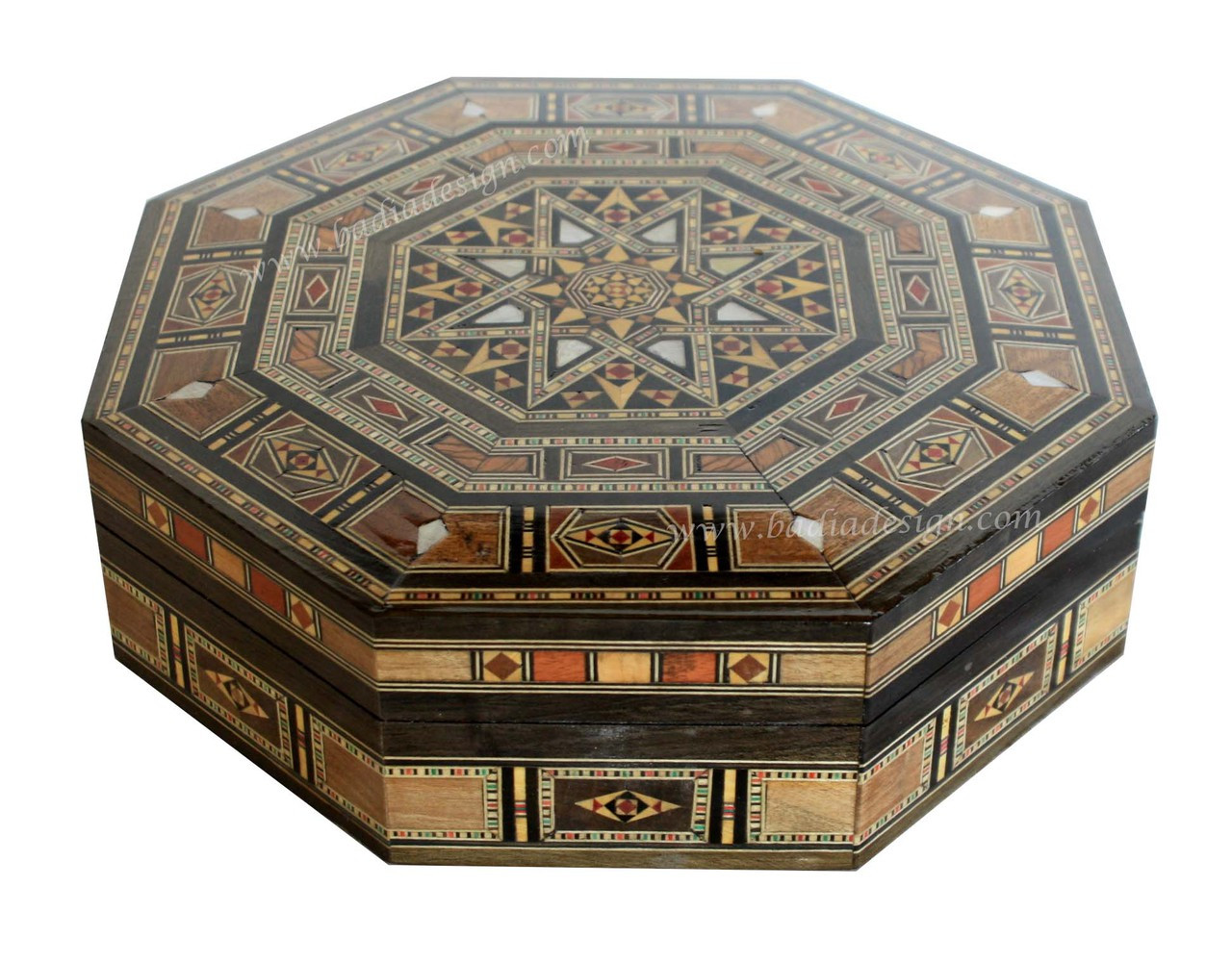 Octagonal Shaped Inlaid Wooden Jewelry Box - HD162