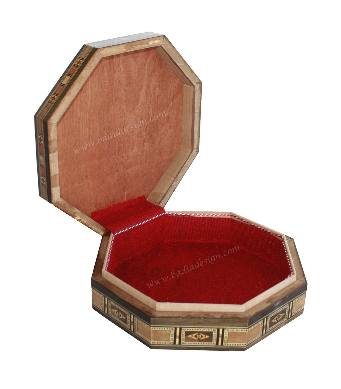 Octagonal Shaped Inlaid Wooden Jewelry Box - HD162