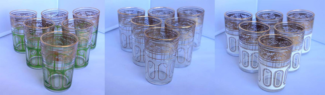 Multi Color with Gold Motif Tea Glasses - TG012