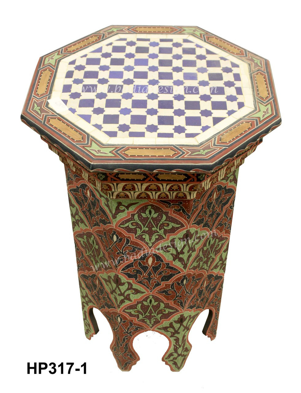 Hand Painted Side Table with Tile Top - HP317