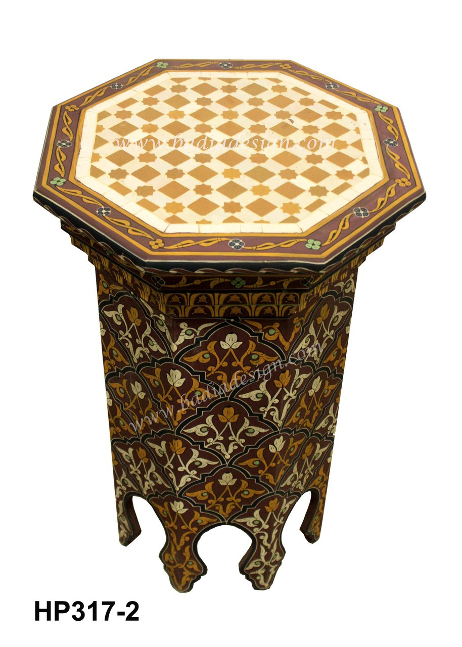 Hand Painted Side Table with Tile Top - HP317