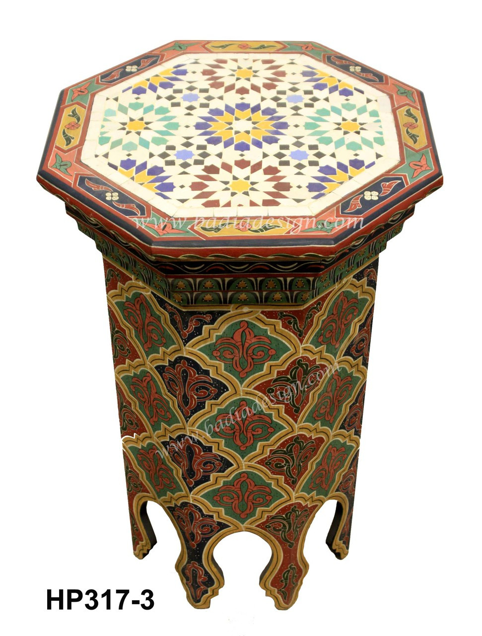 Hand Painted Side Table with Tile Top - HP317