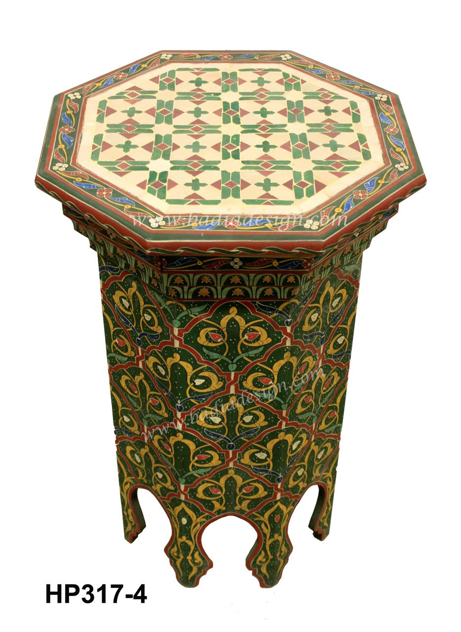 Hand Painted Side Table with Tile Top - HP317