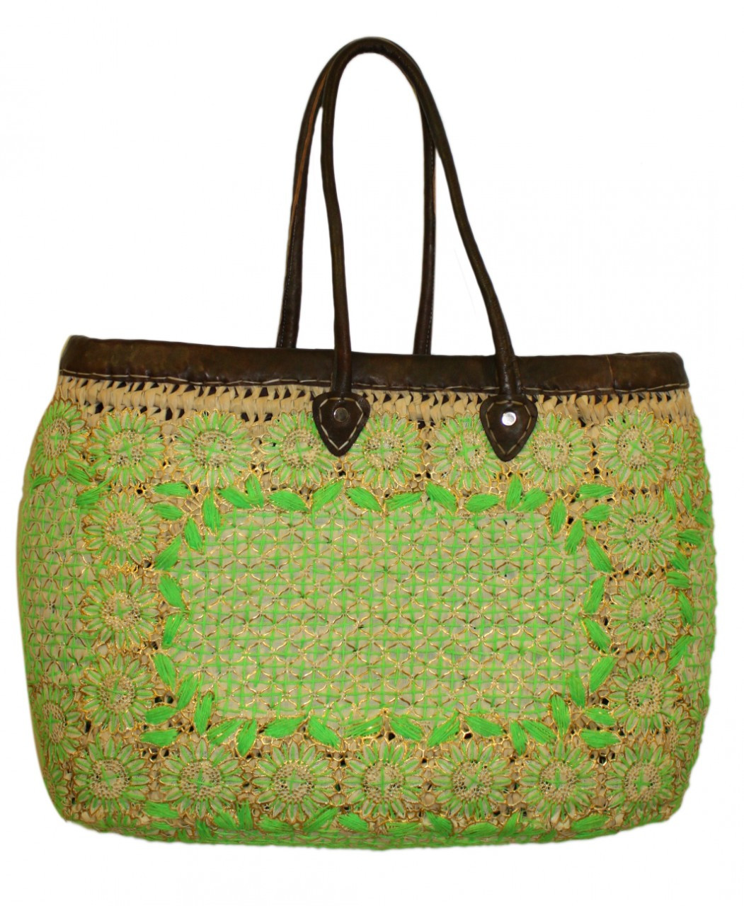 Moroccan Green Straw Handbag - HB003-GR