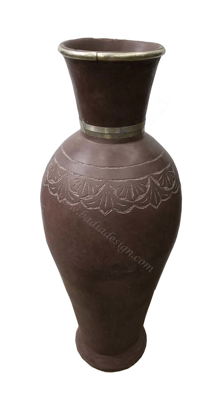 Hand Painted Ceramic Urn with Open Top - VA060