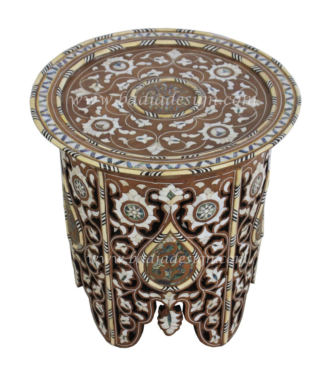 White Mother of Pearl Inlay Side Table - MOP-ST057