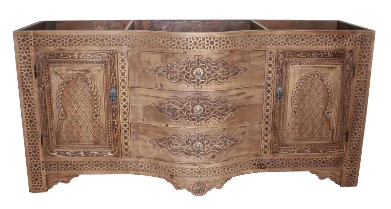 Carved Wood Cabinet-Vanity - CW-CA047