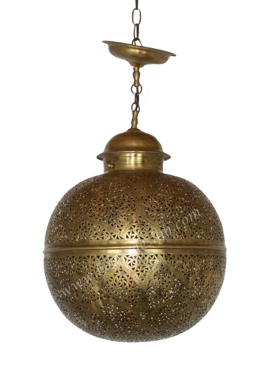 Round Brass and Silver Ceiling Light Fixture - LIG275