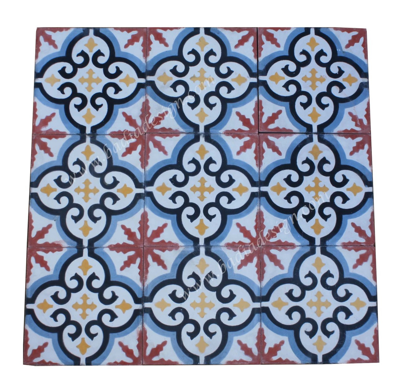 Moroccan Hand Painted Cement Tile - CT093