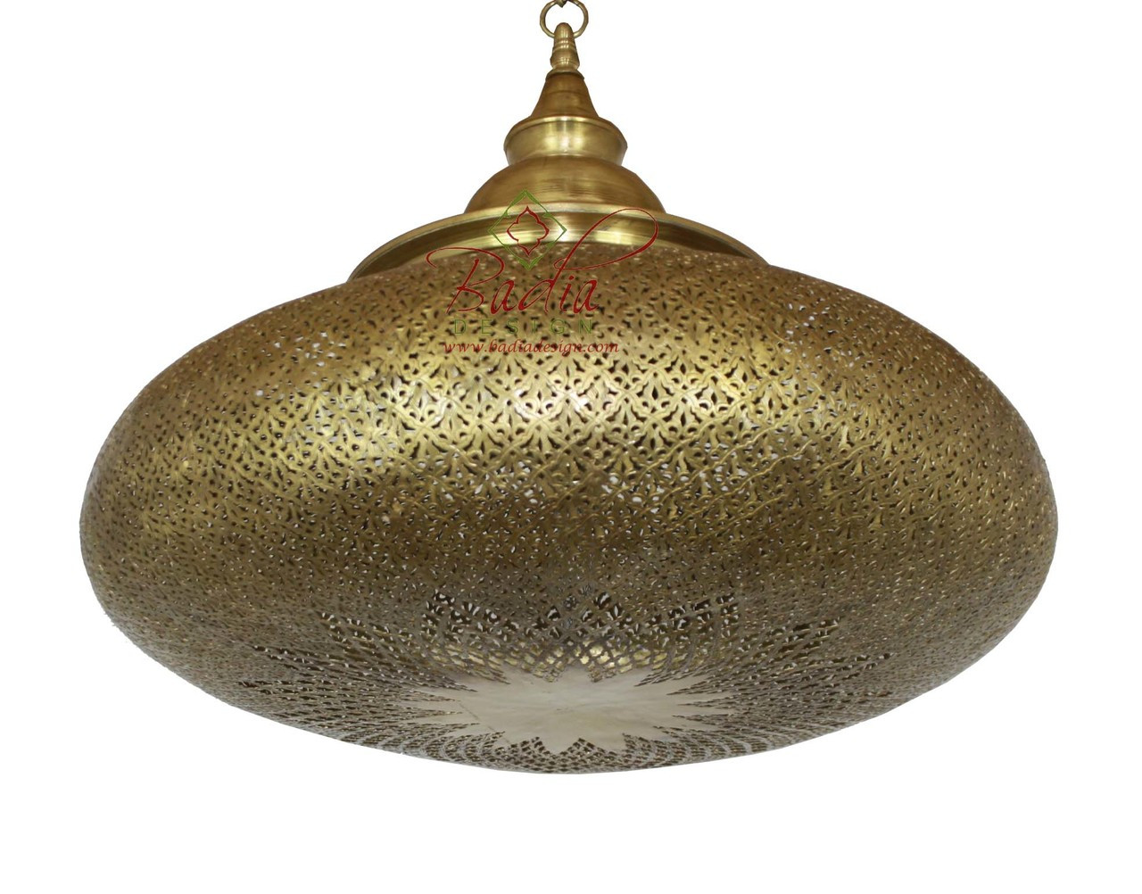 Round Moroccan Inspired Brass Chandelier