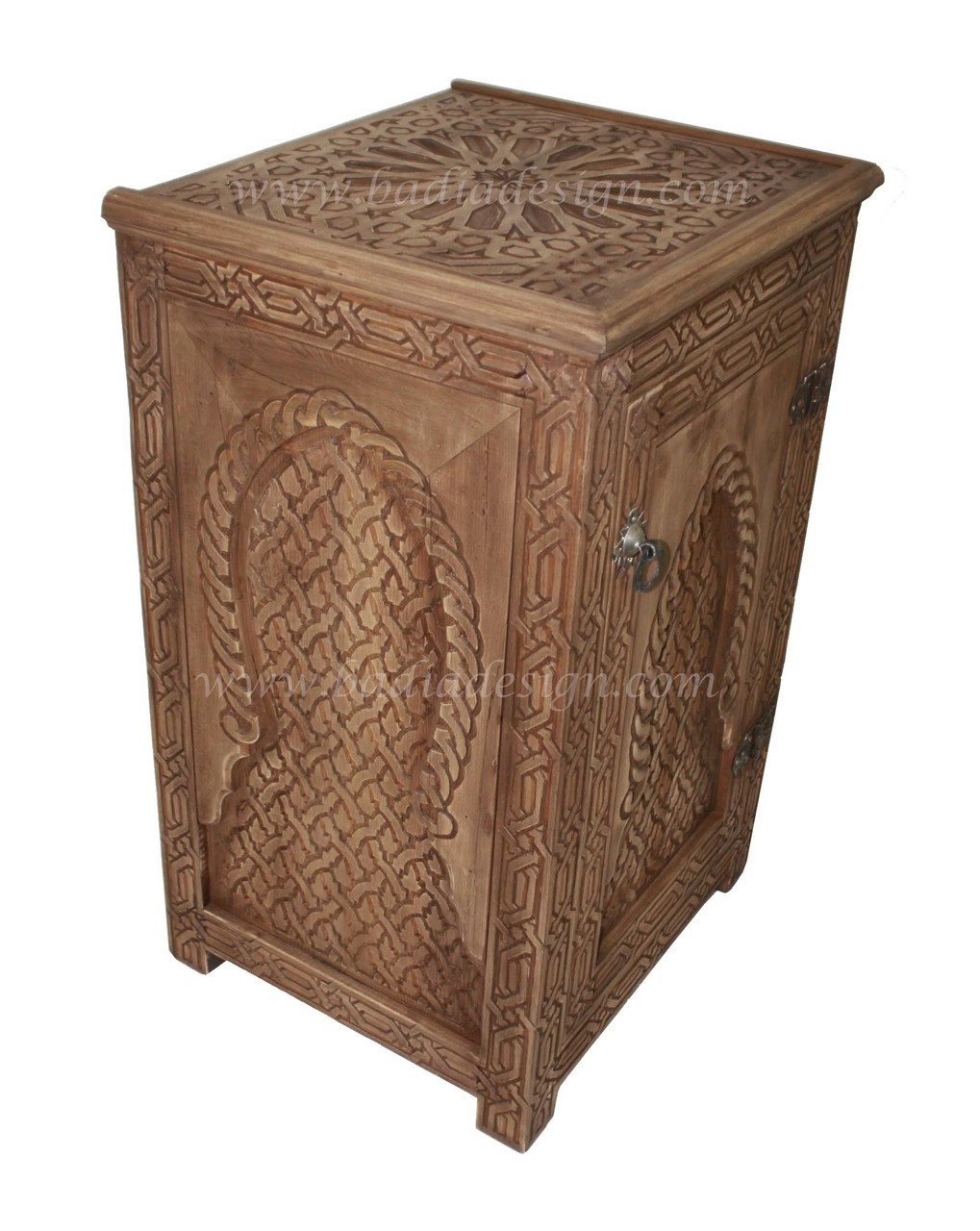 Hand Carved Wooden Nightstand - CW-NS004