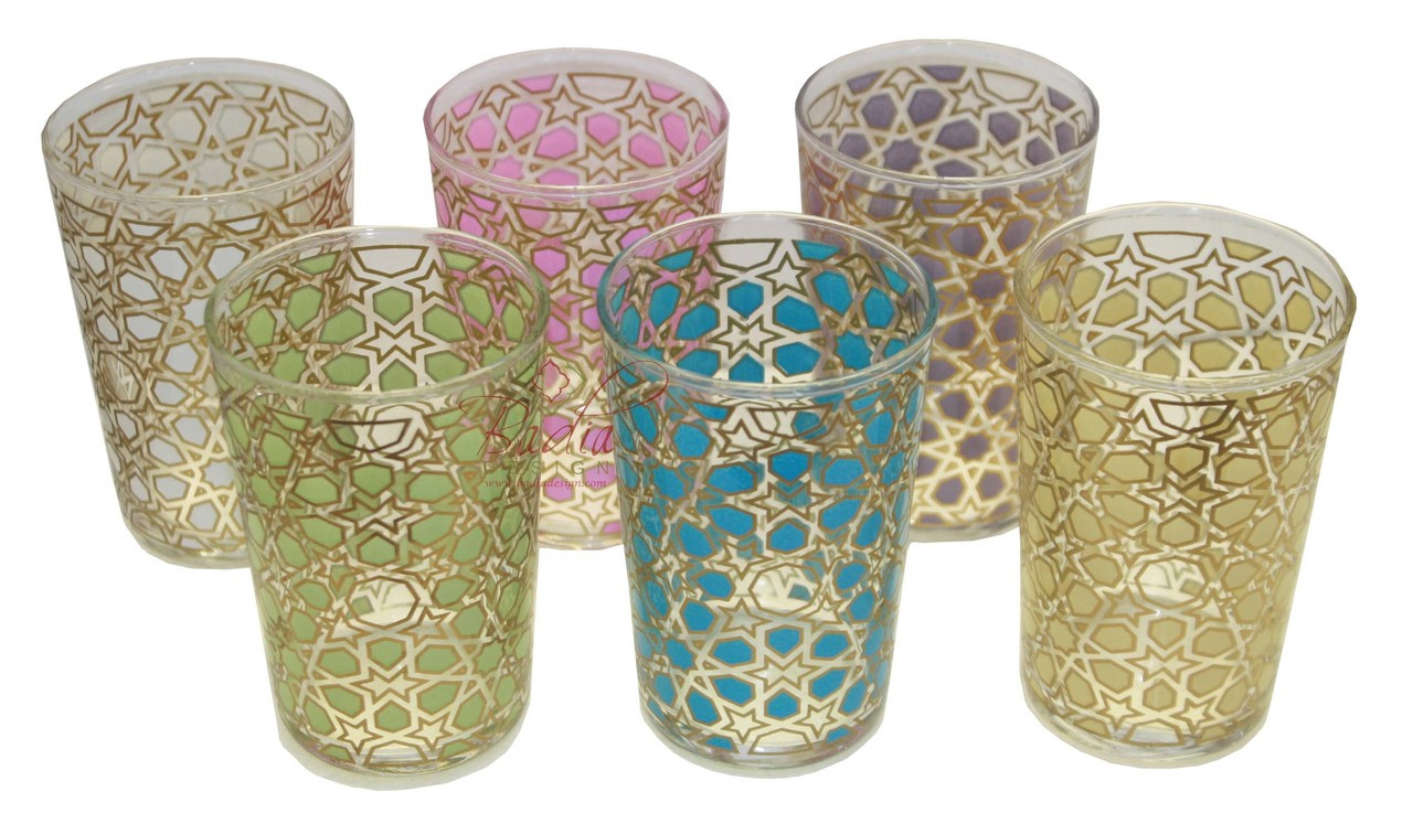 Moroccan Multi Color Water or Beverage Glasses - RABAT-444