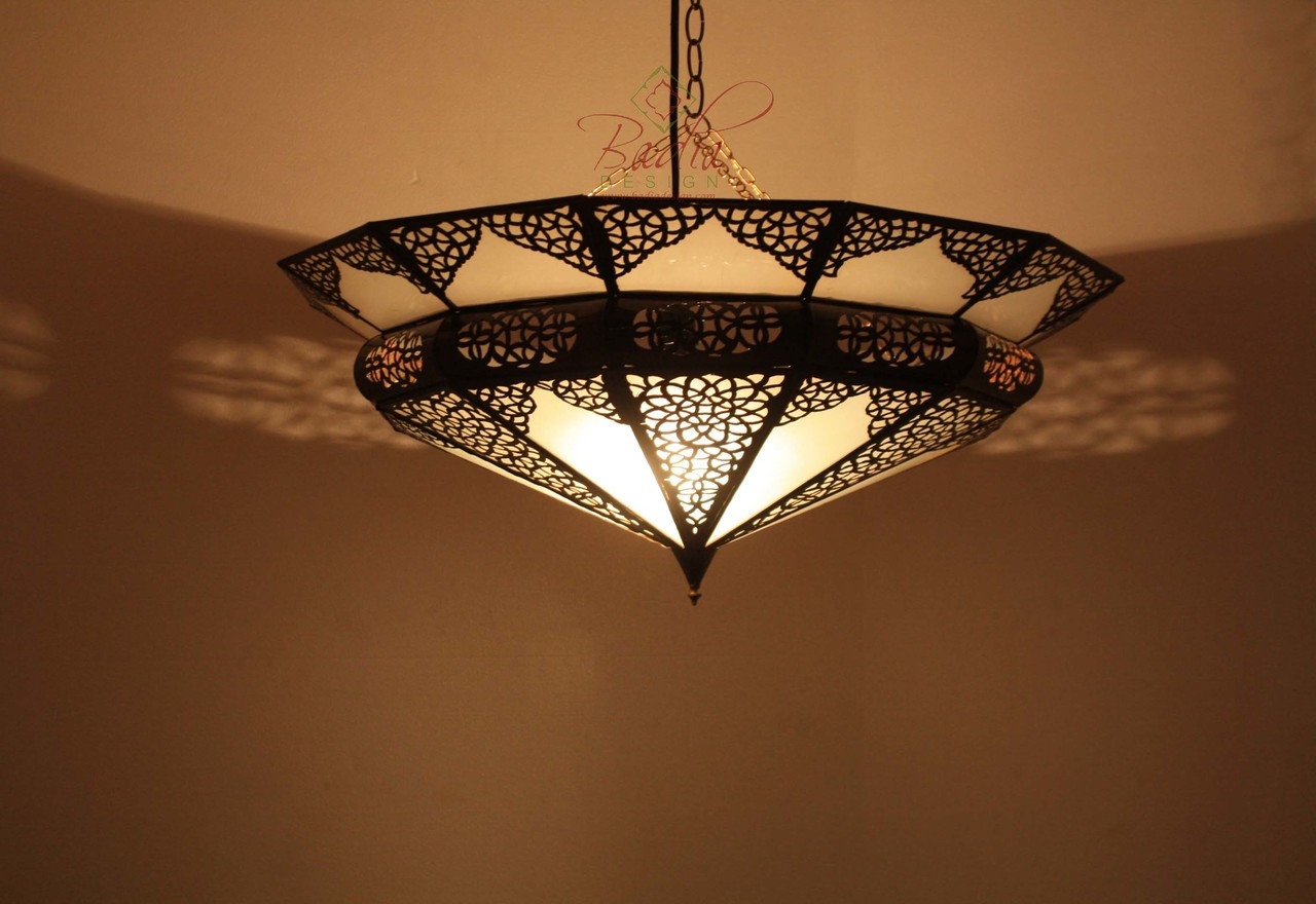 Mediterranean Style Hanging Lantern with White Glass - LIG339